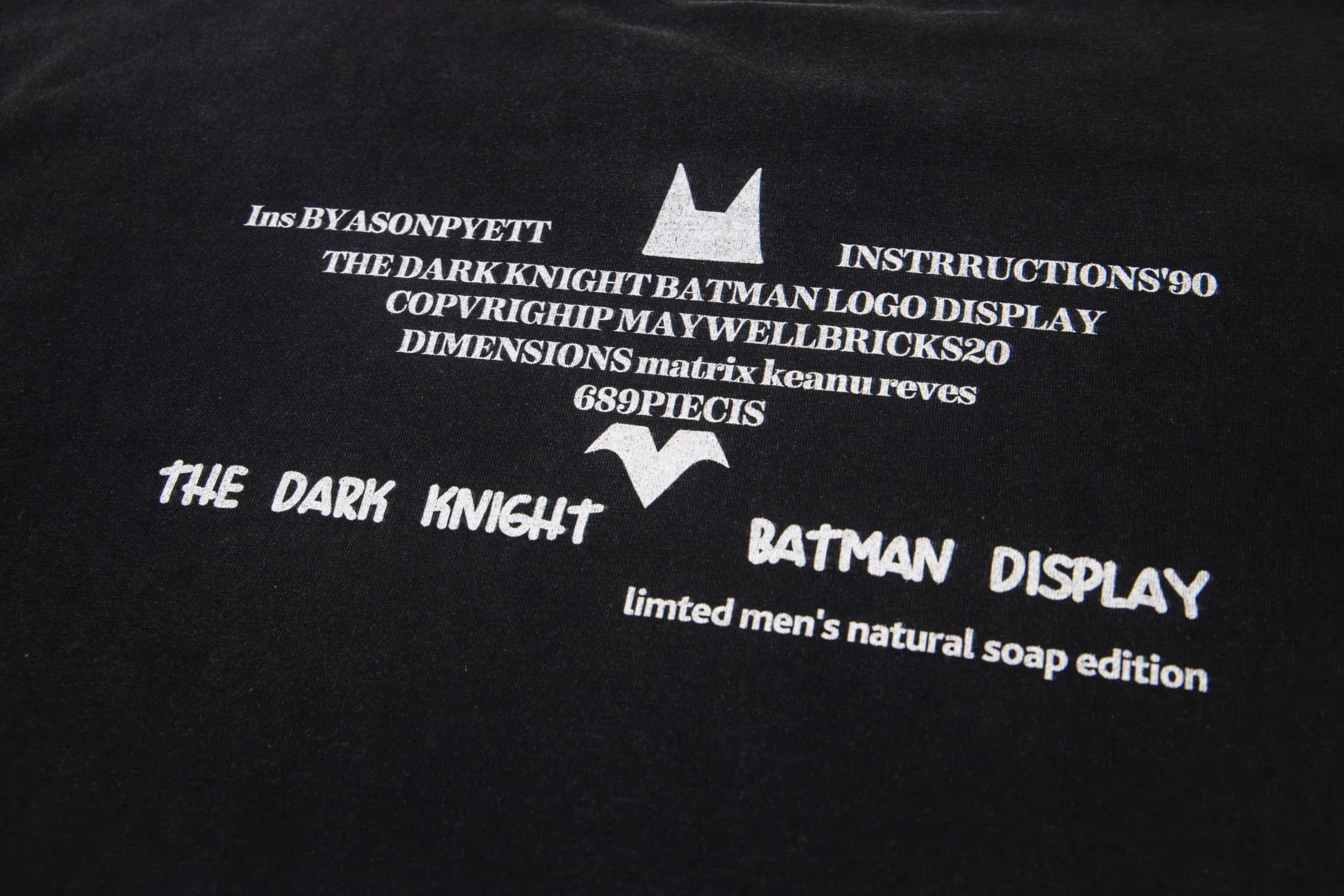 VT9270 P140💰 Saint Michael Dark Knight "Batman" direct-injection printing retro washed and distressed short-sleeved T-shirt small neck design digital direct-injection printing high street retro heavy Vintage short-sleeved size: S M L XL